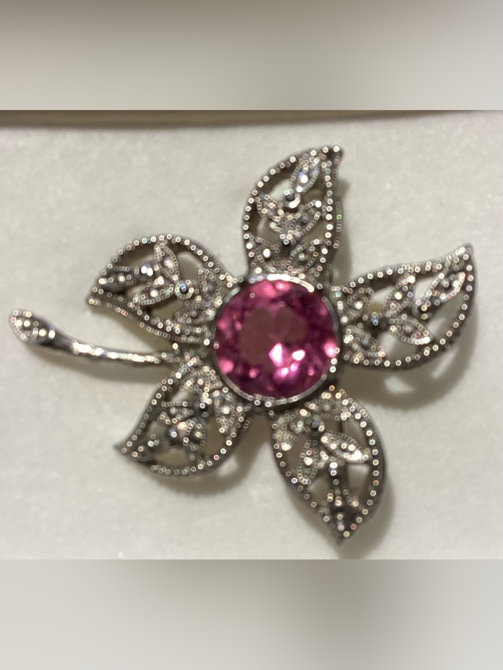 Elegant Pink Crystal Flower Brooch – Women Jewelry